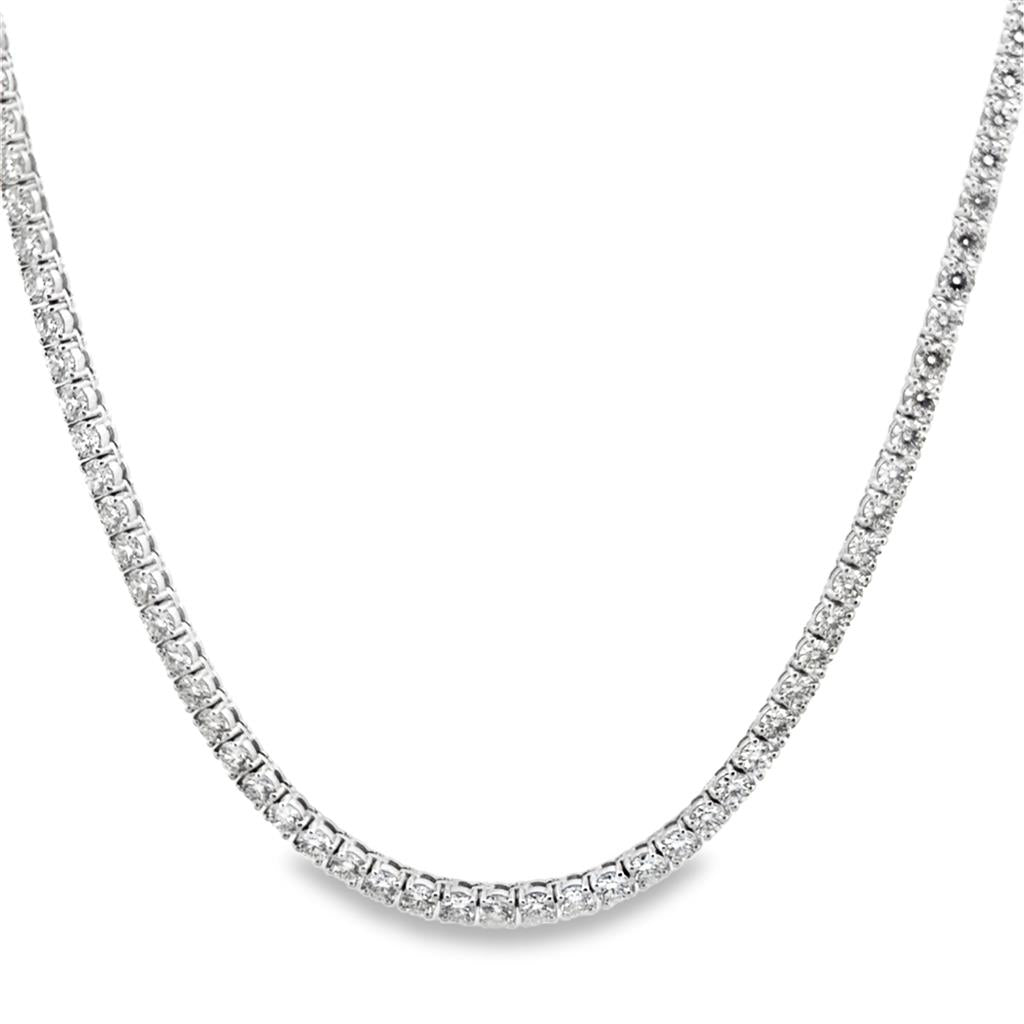 15.80 CTW Diamond Tennis Necklace 14K White Gold – 112 Round Diamonds, 16" Length