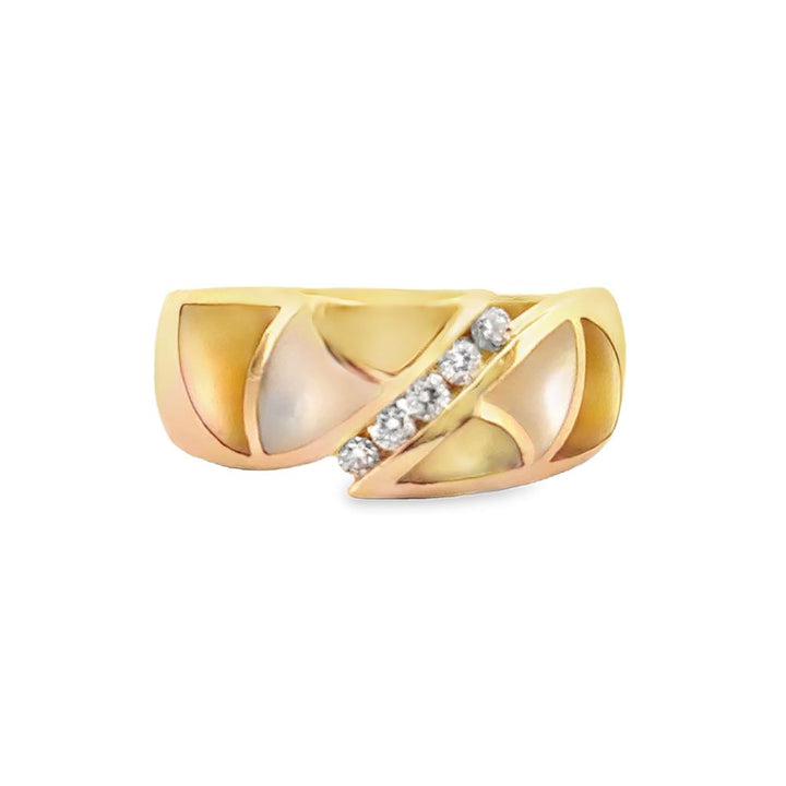 0.15 CTW Diamond 14K Yellow Gold and Mother of Pearl Inlay Ring