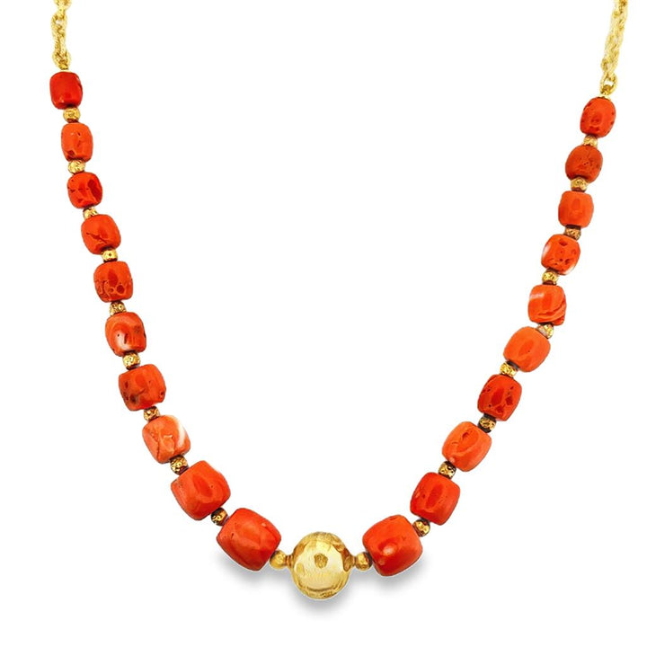 Sal Praschnik 18K Yellow Gold Coral Beaded Necklace