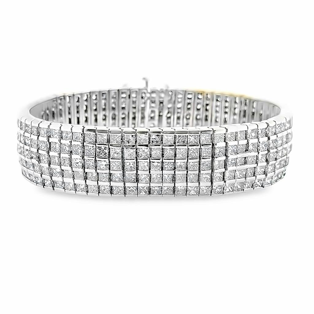 24.00 CTW Princess Cut Diamond Platinum Bracelet