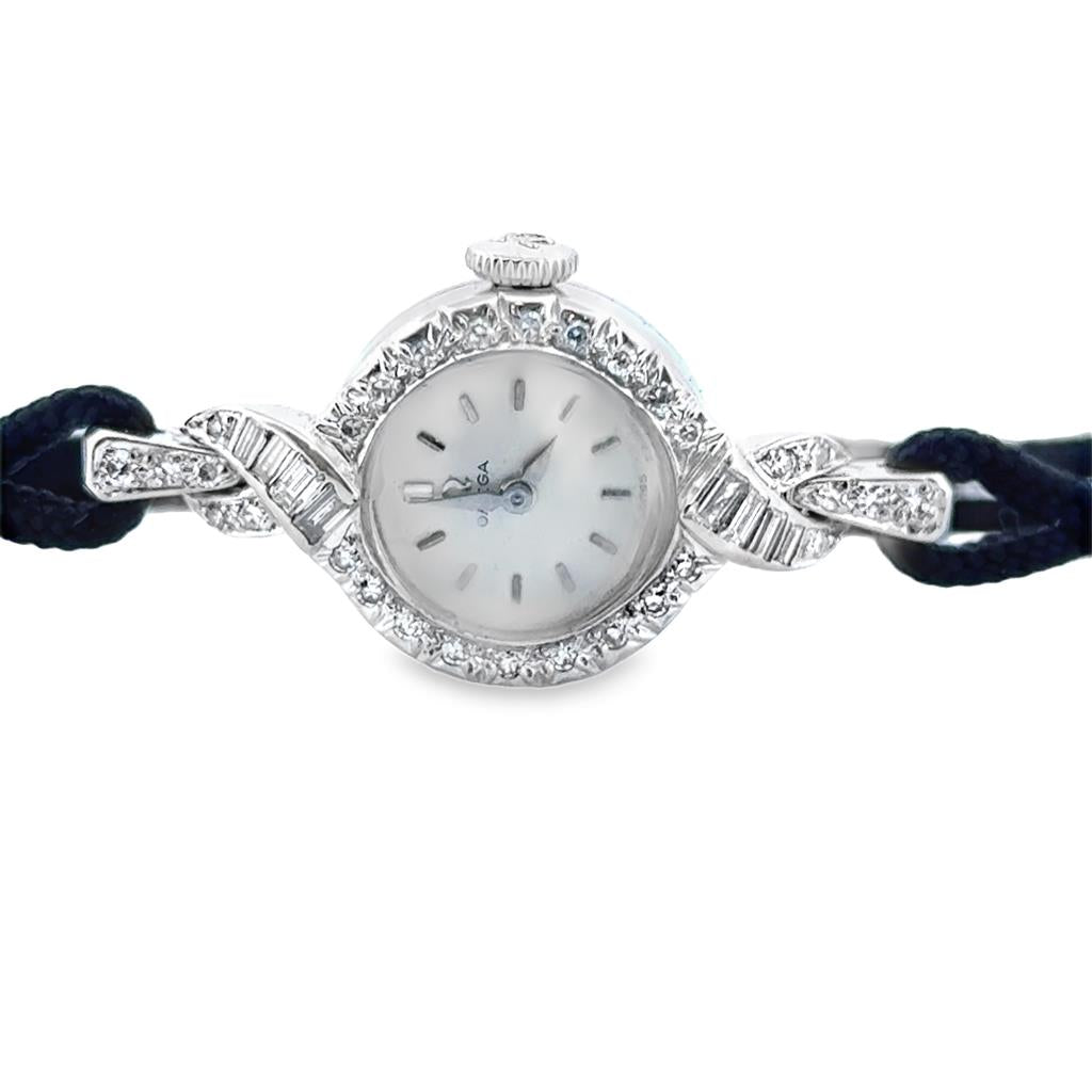 Vintage Diamond Omega Wind-Up Ladies Watch – 14K White Gold