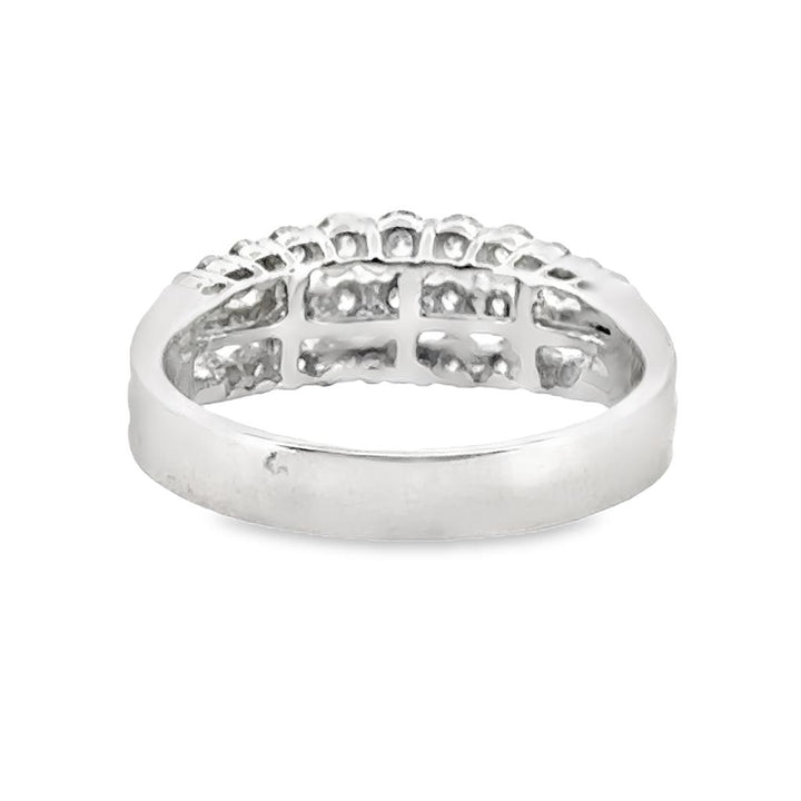 0.95 CT Diamond 3-Row Wide Band, 14K White Gold