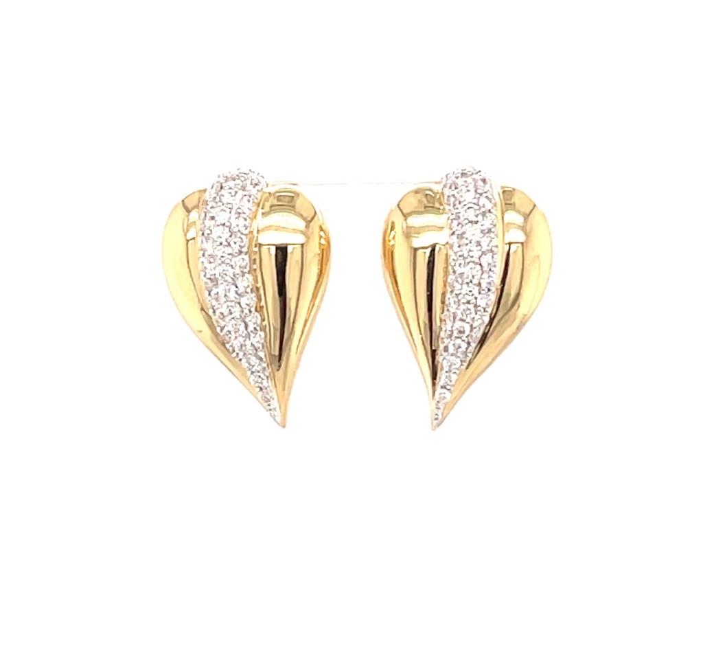 0.61 CTW Diamond 18K Yellow Gold Leaf Earrings