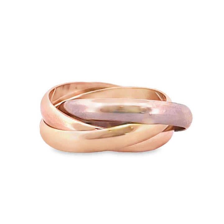 Vintage Cartier Trinity Rolling Ring in 18K White, Rose, and Yellow Gold, 3.5mm Wide