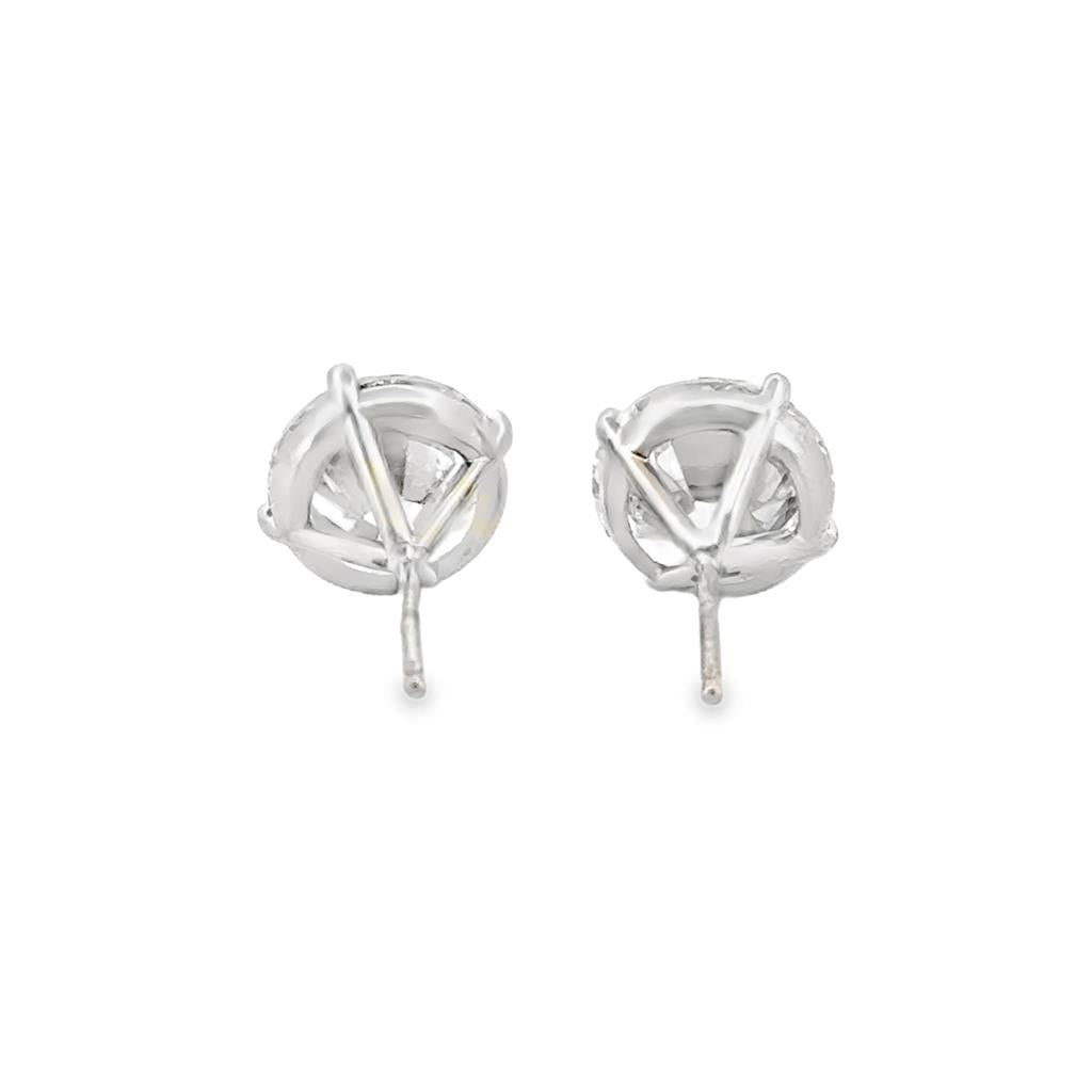 6.01 CTW Diamond Stud Earrings 14K White Gold Martini Settings – I-J SI2 GIA Certified