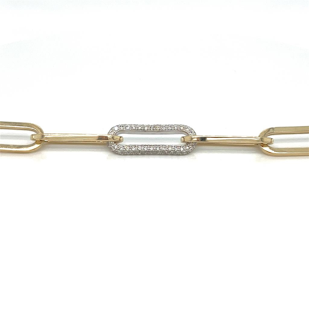 14K Yellow Gold Open Link Bracelet with 0.75 CTW Round Diamonds