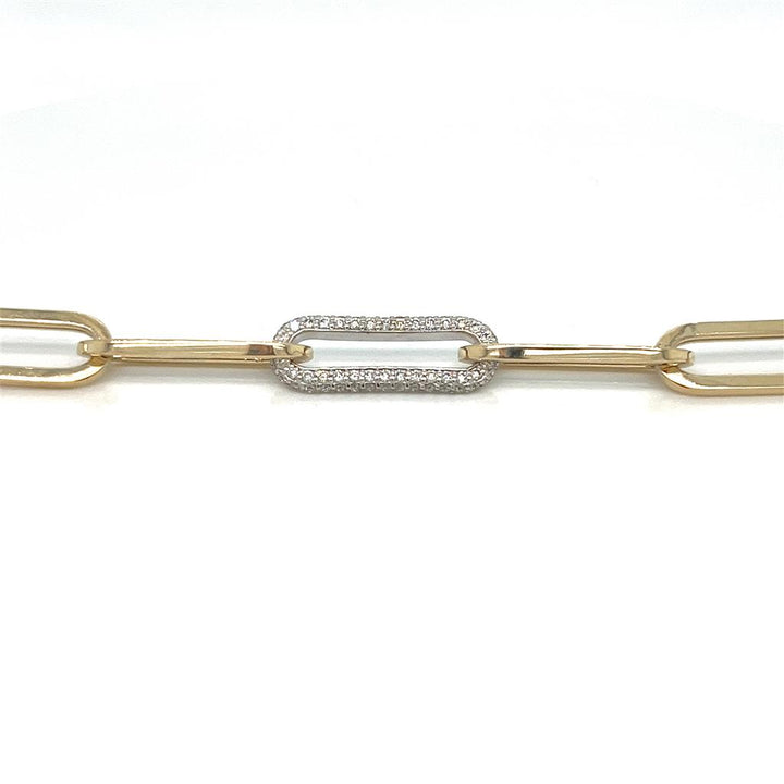 14K Yellow Gold Open Link Bracelet with 0.75 CTW Round Diamonds