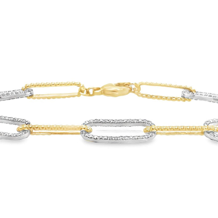 1.75 CTW Diamond 14K Yellow and White Gold Paper Clip Bracelet