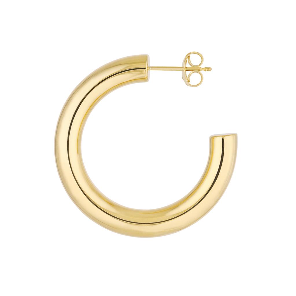 14K Yellow Gold Polished Hoop 30mm Earrings