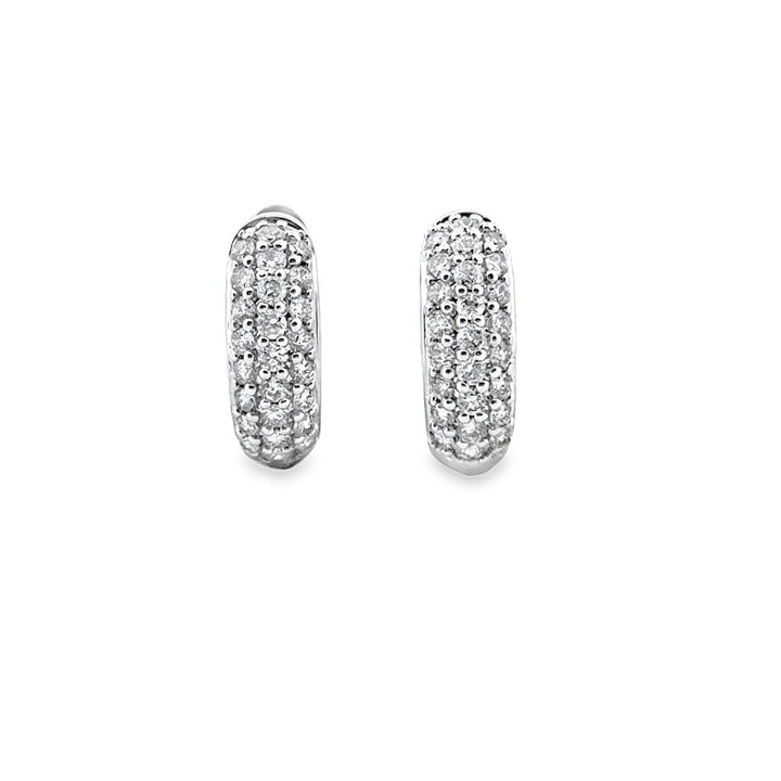 0.50 CTW Round Diamond 14K White Gold Pave Huggie Design Earrings 12.5mm