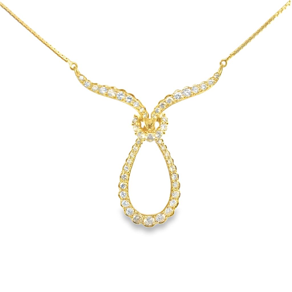 1.00 CTW Diamond Necklace – 14K Yellow Gold, 16" with 1 3/4" Pendant