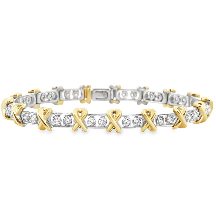 1.49 CTW Diamond Bracelet, 14K Two-Tone Gold, 6.75" Long