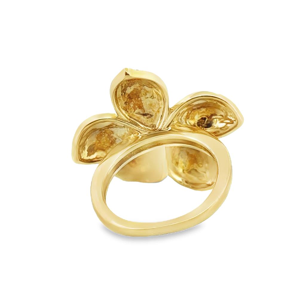 0.65 CTW Round Diamond 18K Yellow Gold Flower Ring