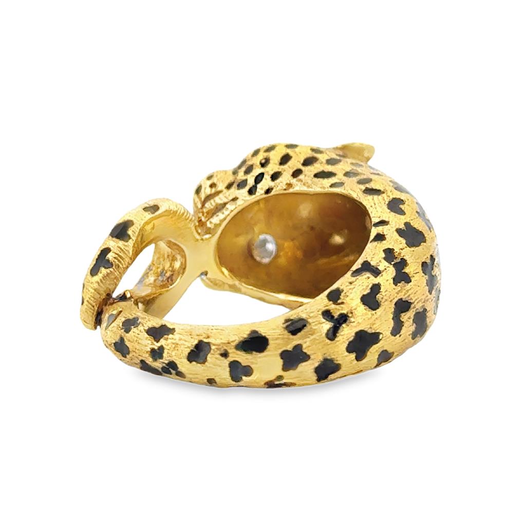 Sal Praschnik 0.14 CTW Diamond 18K Yellow Gold Enamel Cheetah Ring