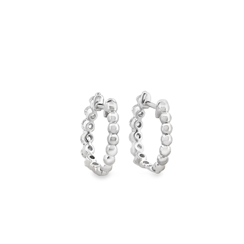 White Gold 14K Huggie Earrings with 0.44 CTW Round Diamonds