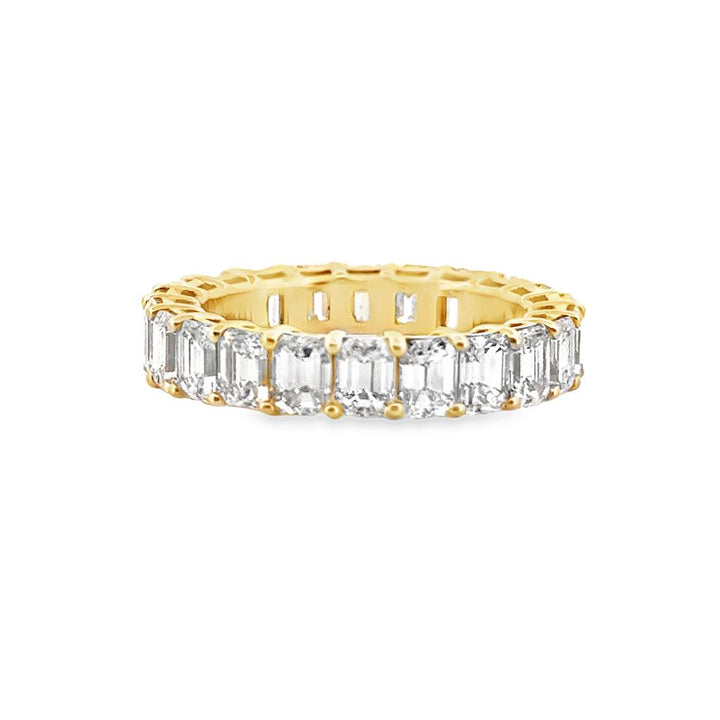 5.35 CT Emerald Cut Diamond Eternity Band in 18K Yellow Gold