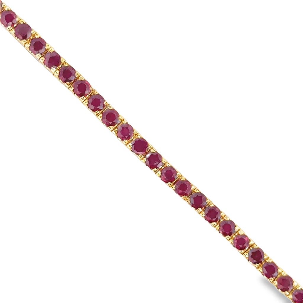 7.00 CTW Ruby Bracelet in 18K Yellow Gold