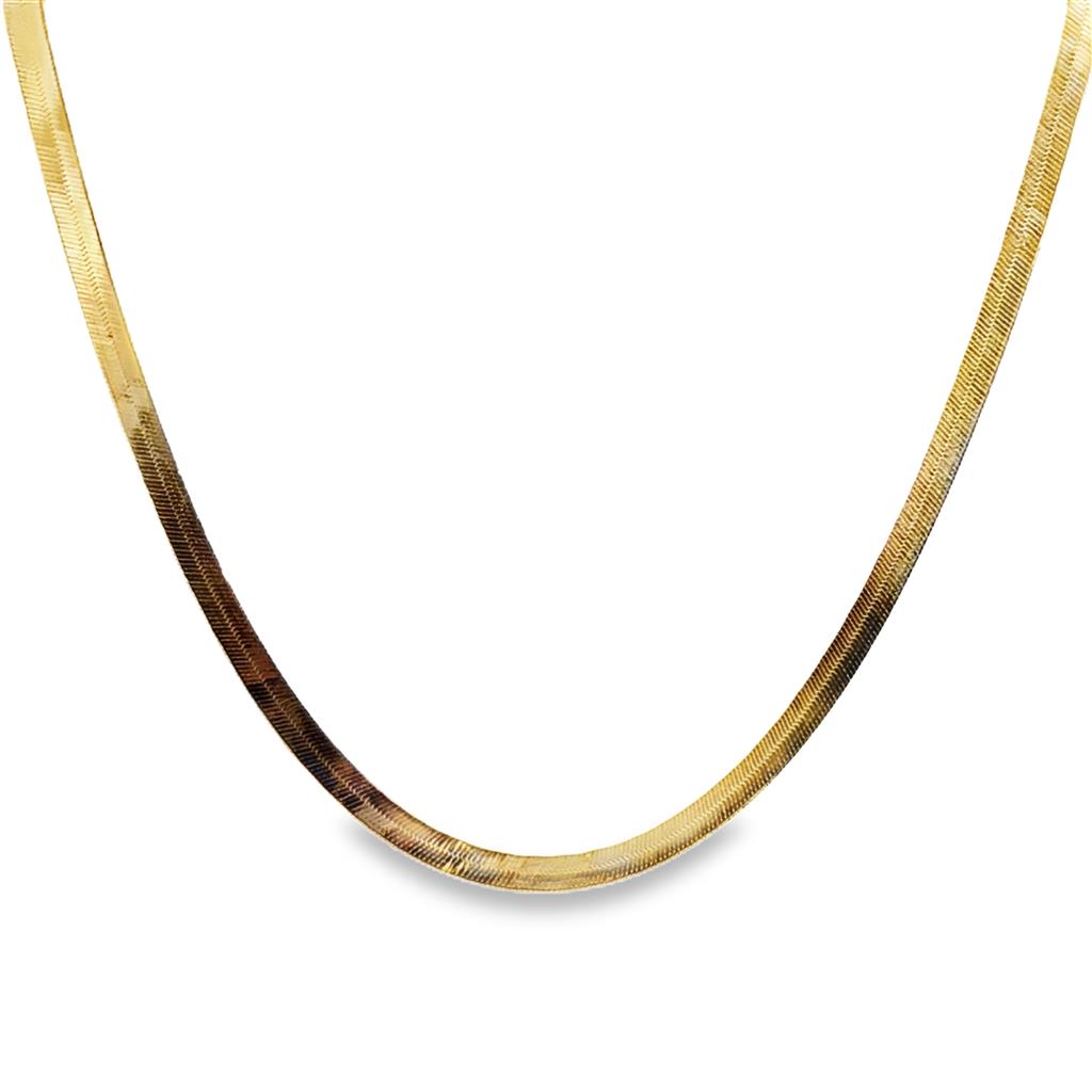 14K Yellow Gold 24" Long Herringbone Chain, 5mm Wide