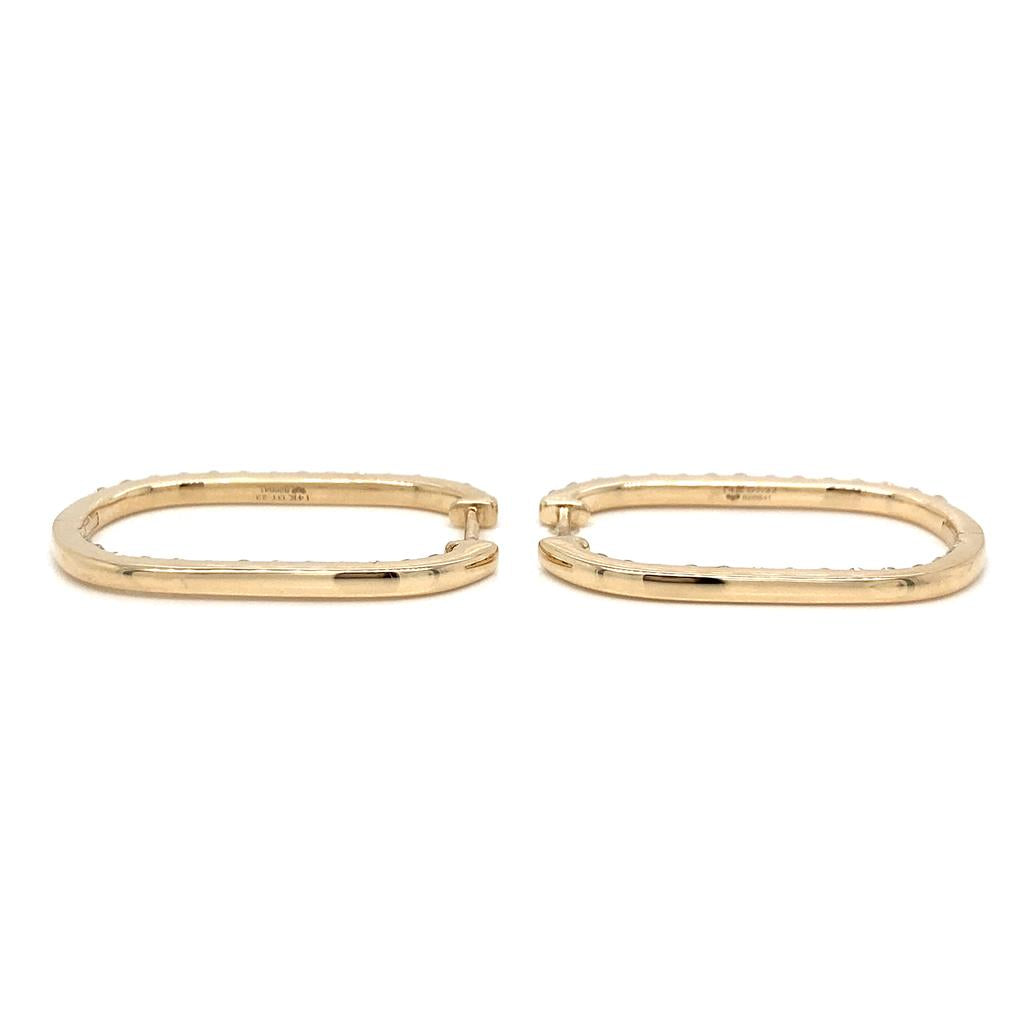 1.23 CT Round Brilliant Diamond Paperclip Style Inside Out Hoop Earrings in 14K Yellow Gold