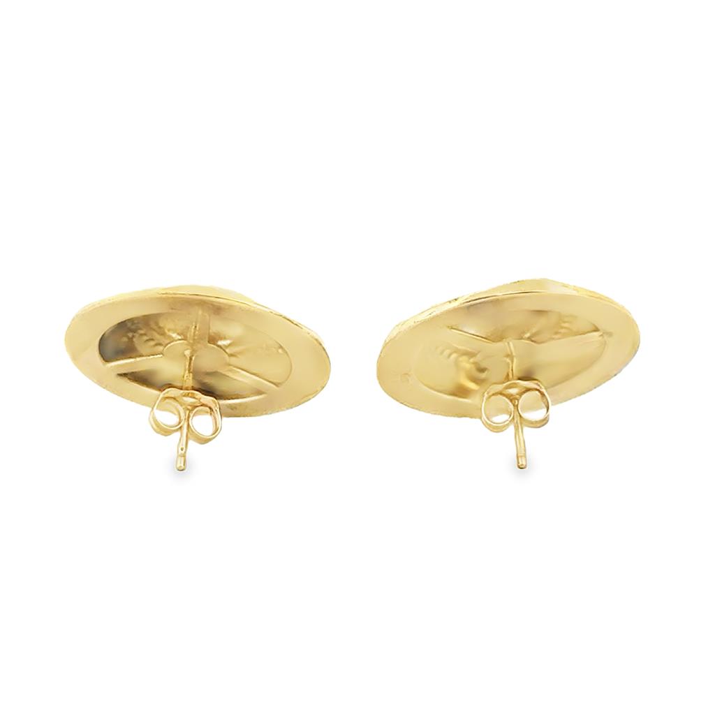 14K Yellow Gold 20mm Button Stud Earrings – Post Backs