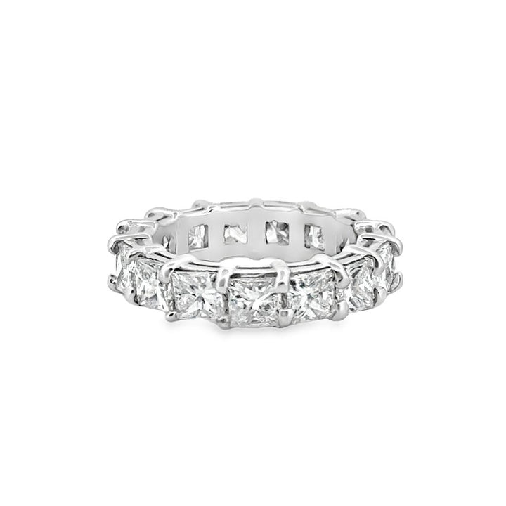 5.25 CTW Princess Cut Diamond Eternity Band – 18K White Gold, 4.3mm Wide