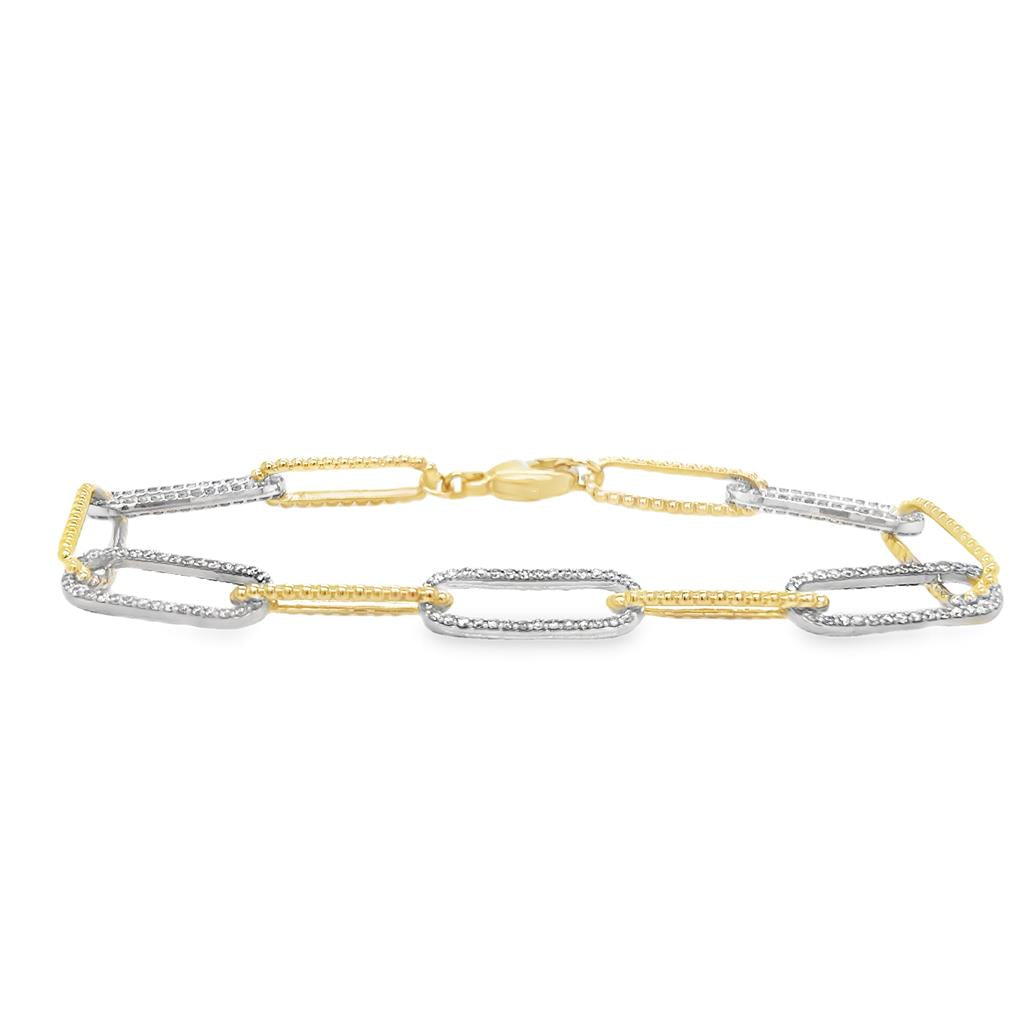 1.75 CTW Diamond 14K Yellow and White Gold Paper Clip Bracelet