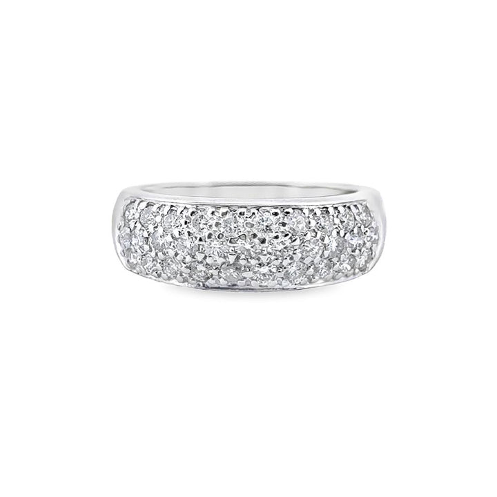 0.65 CTW Round Diamond Pave Band in 14K White Gold, 6mm Wide, Size 5