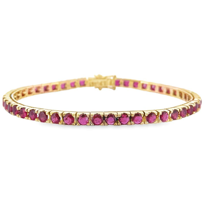 7.00 CTW Ruby Bracelet in 18K Yellow Gold