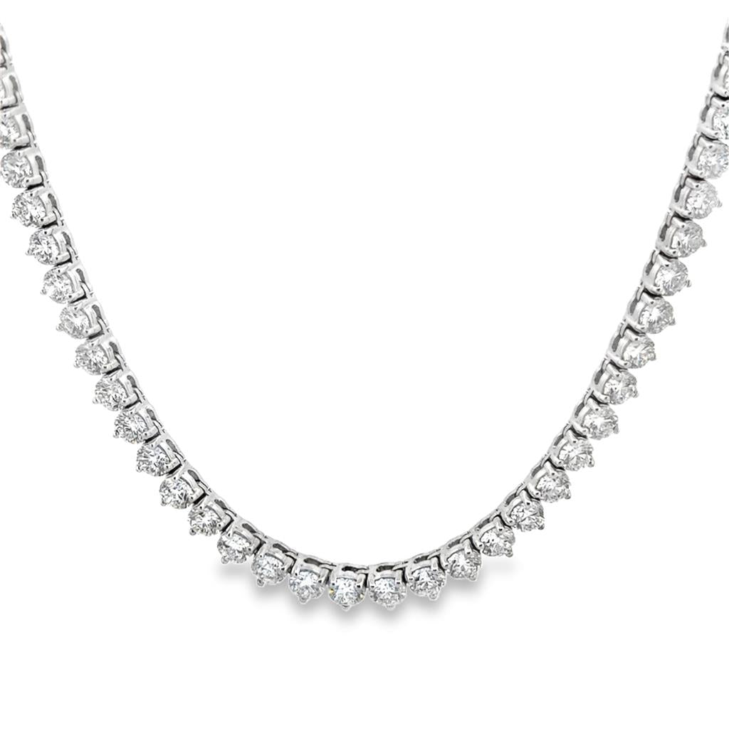 23.78 CTW Diamond Necklace 18K White Gold – 119 Round Diamonds, 19" Length