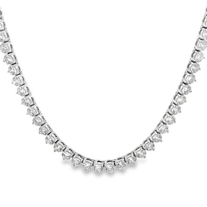 23.78 CTW Diamond Necklace 18K White Gold – 119 Round Diamonds, 19" Length