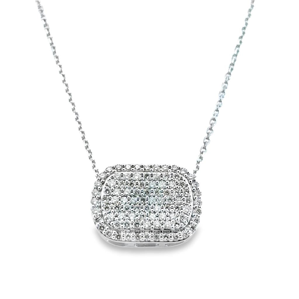 0.75 CTW Diamonds 14K White Gold Pavé Set Diamond Pendant Necklace