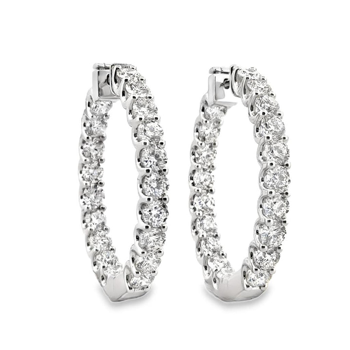 9.95 CTW Inside Out Round Brilliant Diamond Hoop Earrings in 14K White Gold