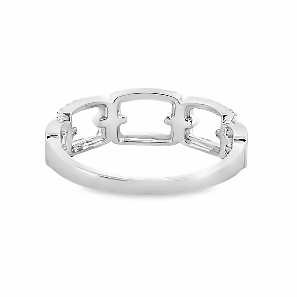 White Gold 14K Chain-Link Ring with 0.20 CTW Round Diamonds