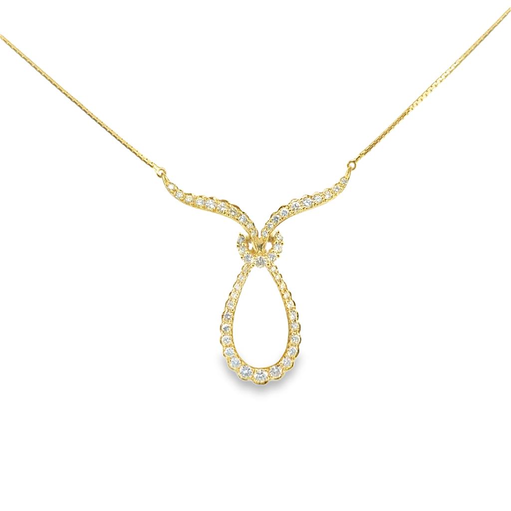 1.00 CTW Diamond Necklace – 14K Yellow Gold, 16" with 1 3/4" Pendant