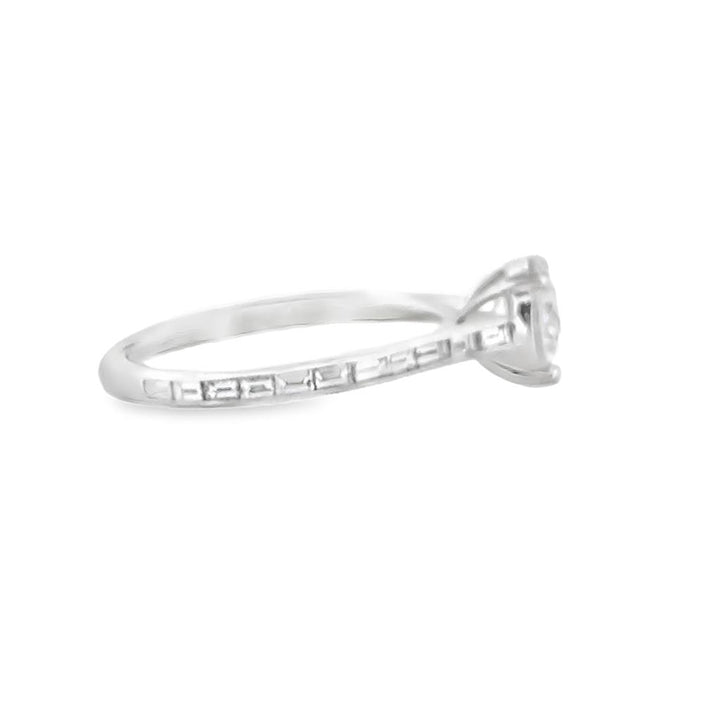 Straight Baguette Semi-Mount Diamond 18K White Gold Ring