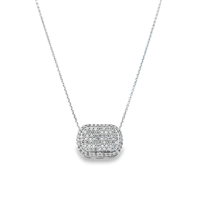 0.75 CTW Diamonds 14K White Gold Pavé Set Diamond Pendant Necklace