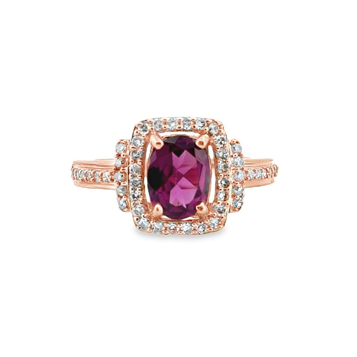 0.85 CT Rhodolite Garnet & 0.25 CTW Diamond Ring in 14K Rose Gold