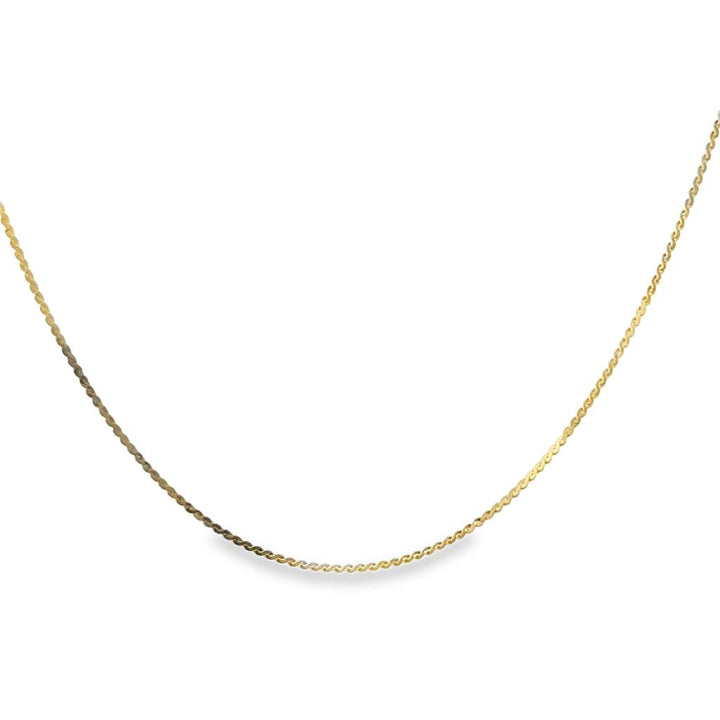 14K Yellow Gold Italian Flat Serpentine Chain – 15" Length