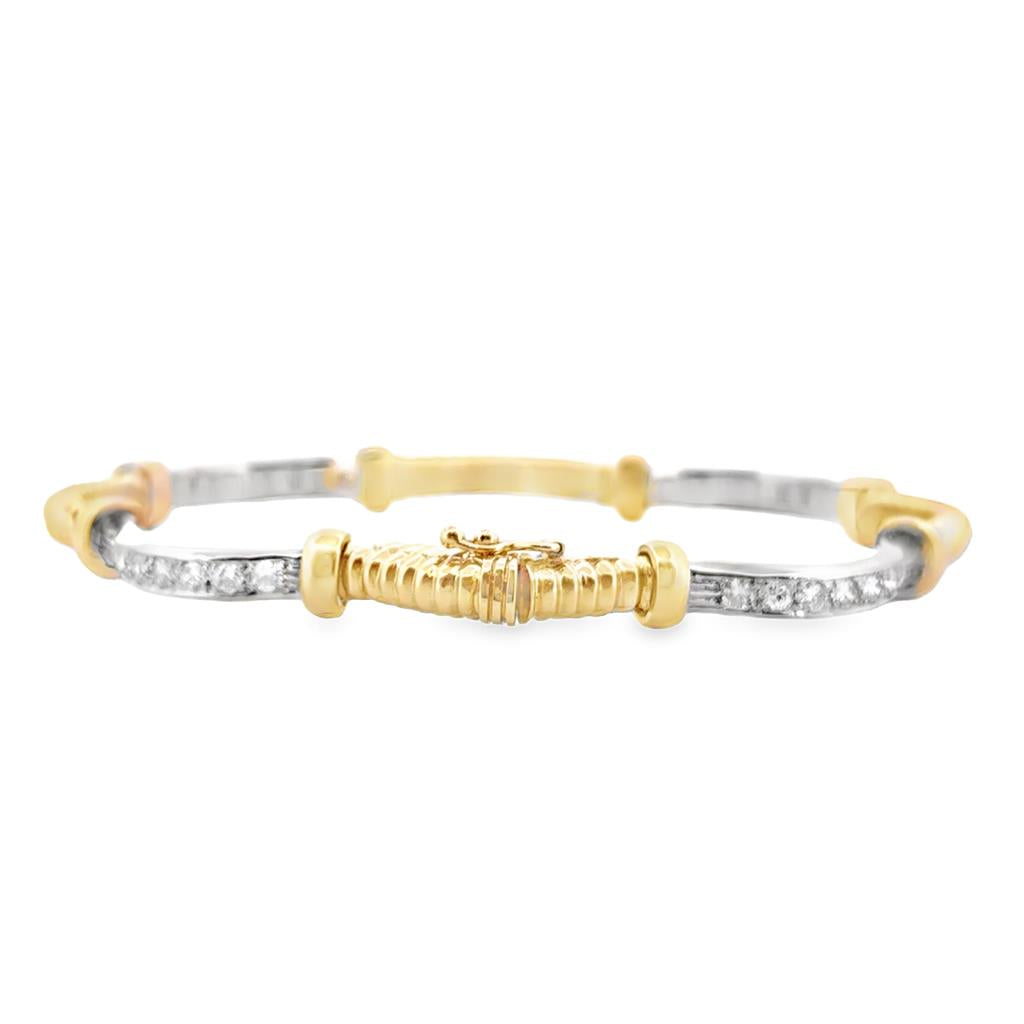 2.24 CTW Round Diamond Two-Tone Bracelet in 18K Gold, 7" Long