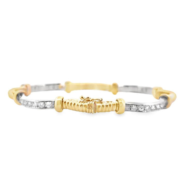 2.24 CTW Round Diamond Two-Tone Bracelet in 18K Gold, 7" Long