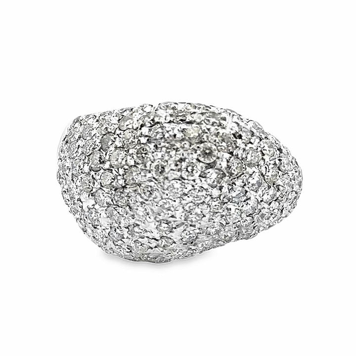 1.30 CTW Round Brilliant Diamond Dome Ring in 18K White Gold