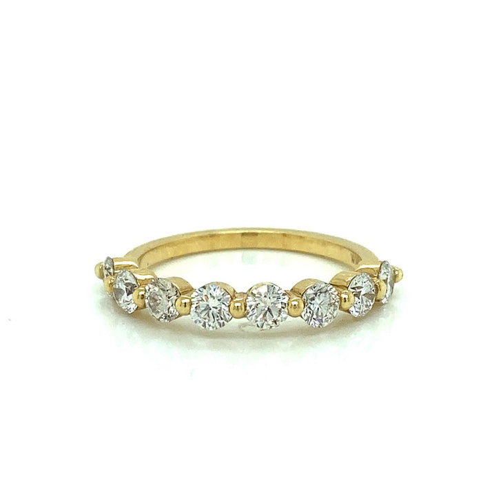 1.06 CTW Diamond 18K Yellow Gold Single Shared Prong Ring