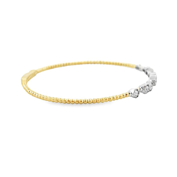 0.46 CTW Two-Tone Flexible Beaded Diamond Bangle Bracelet