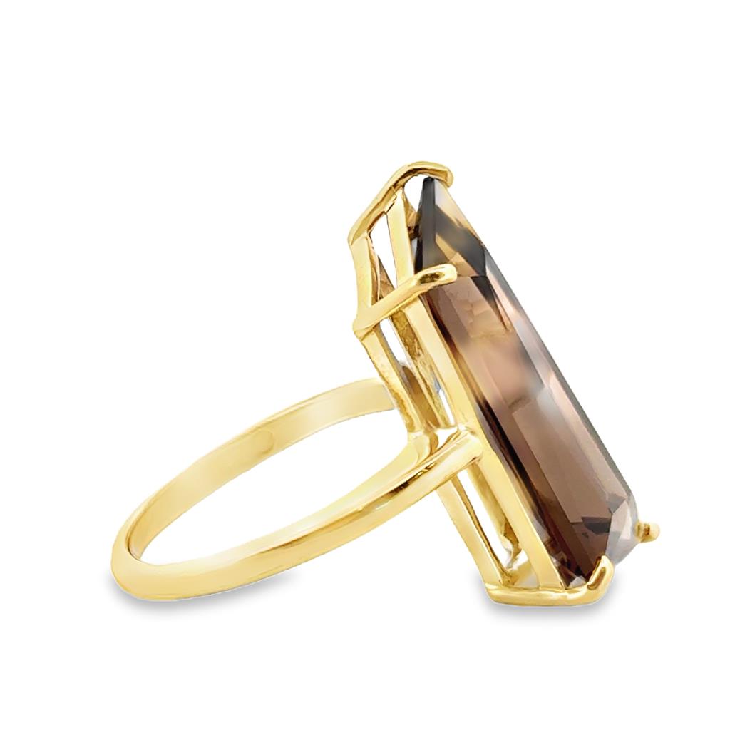 Smoky Quartz Cocktail Ring in 14K Yellow Gold