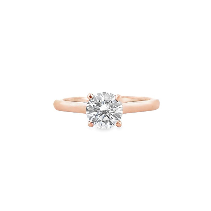 Classic Four Prong Semi-Mount Solitaire Diamond 18K Rose Gold Engagement Ring