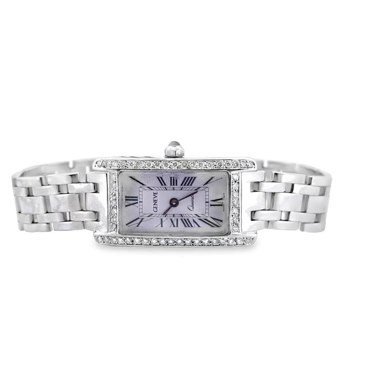 Geneva Ladies’ 14K White Gold Watch with 1.00 CTW Round Diamonds, Preowned