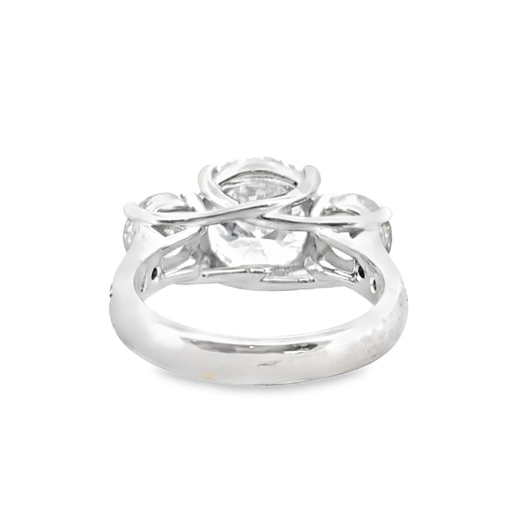 14K White Gold 2.61 CT Round Diamond Three-Stone Ring