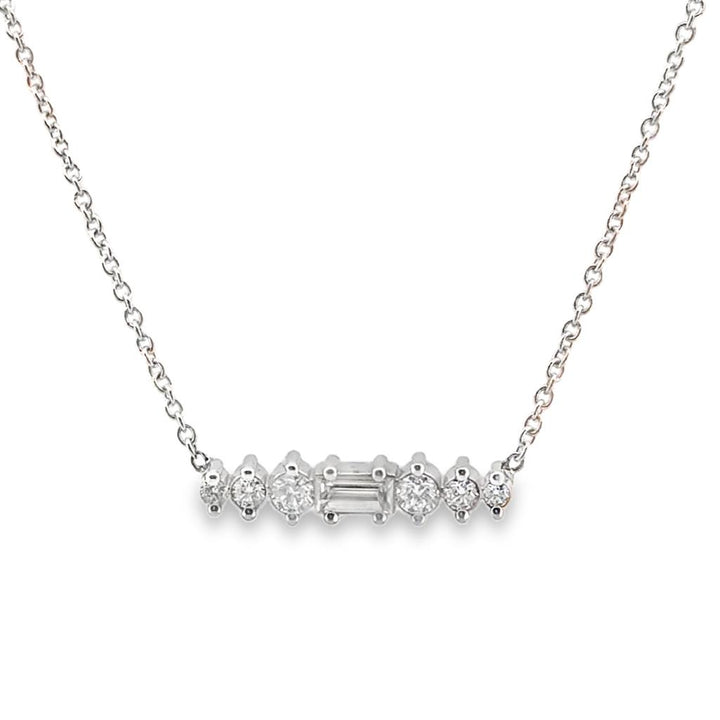 0.34 CTW Round & Baguette Diamonds 14K White Gold Necklace