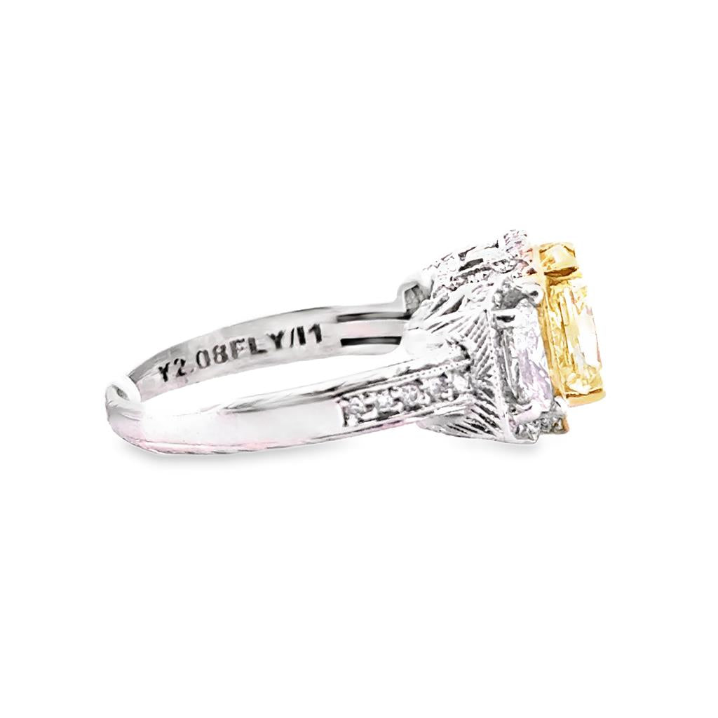 2.08 CT Fancy Light Yellow Diamond Ring in Platinum & 18K Gold – GIA Certified