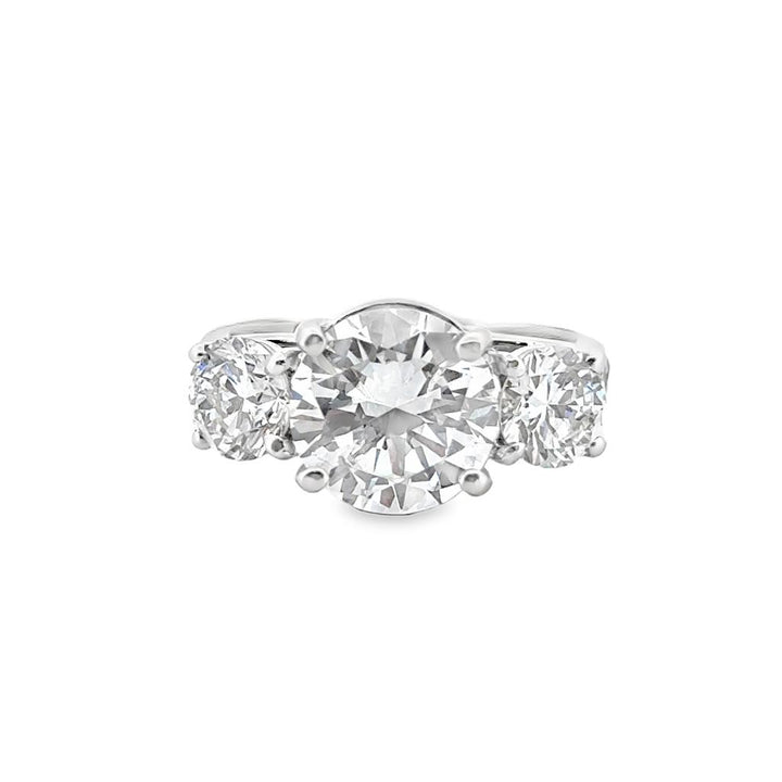 14K White Gold 2.61 CT Round Diamond Three-Stone Ring